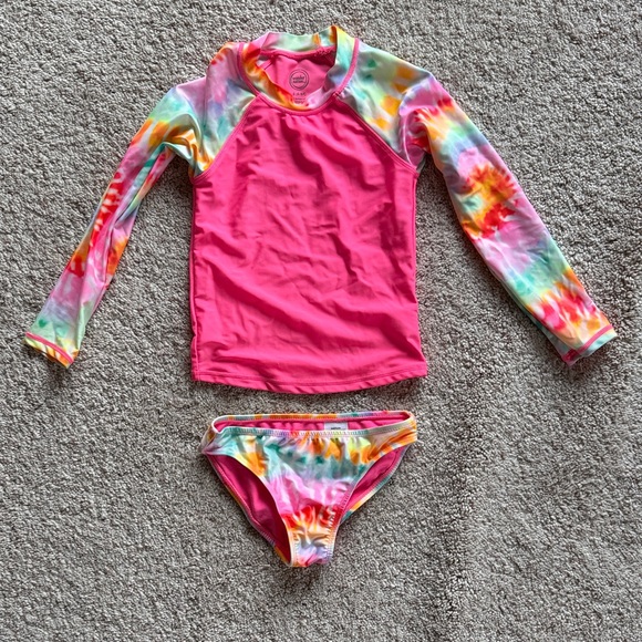 wonder nation Other - Wonder Nation Pink and Tie-Dye Kids Swim Rashguard Set
